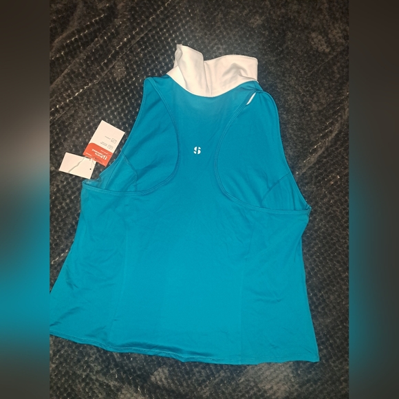 Sleeveless Racerback Polo Tank Top. - Picture 4 of 7